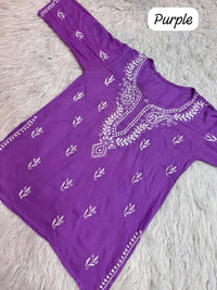 Rich Handworked Gala Buti Soft Short Top - Chikankari official