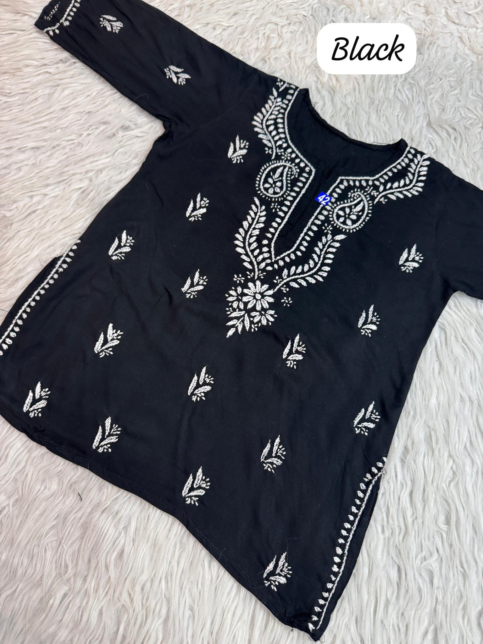 Rich Handworked Gala Buti Soft Short Top - Chikankari official
