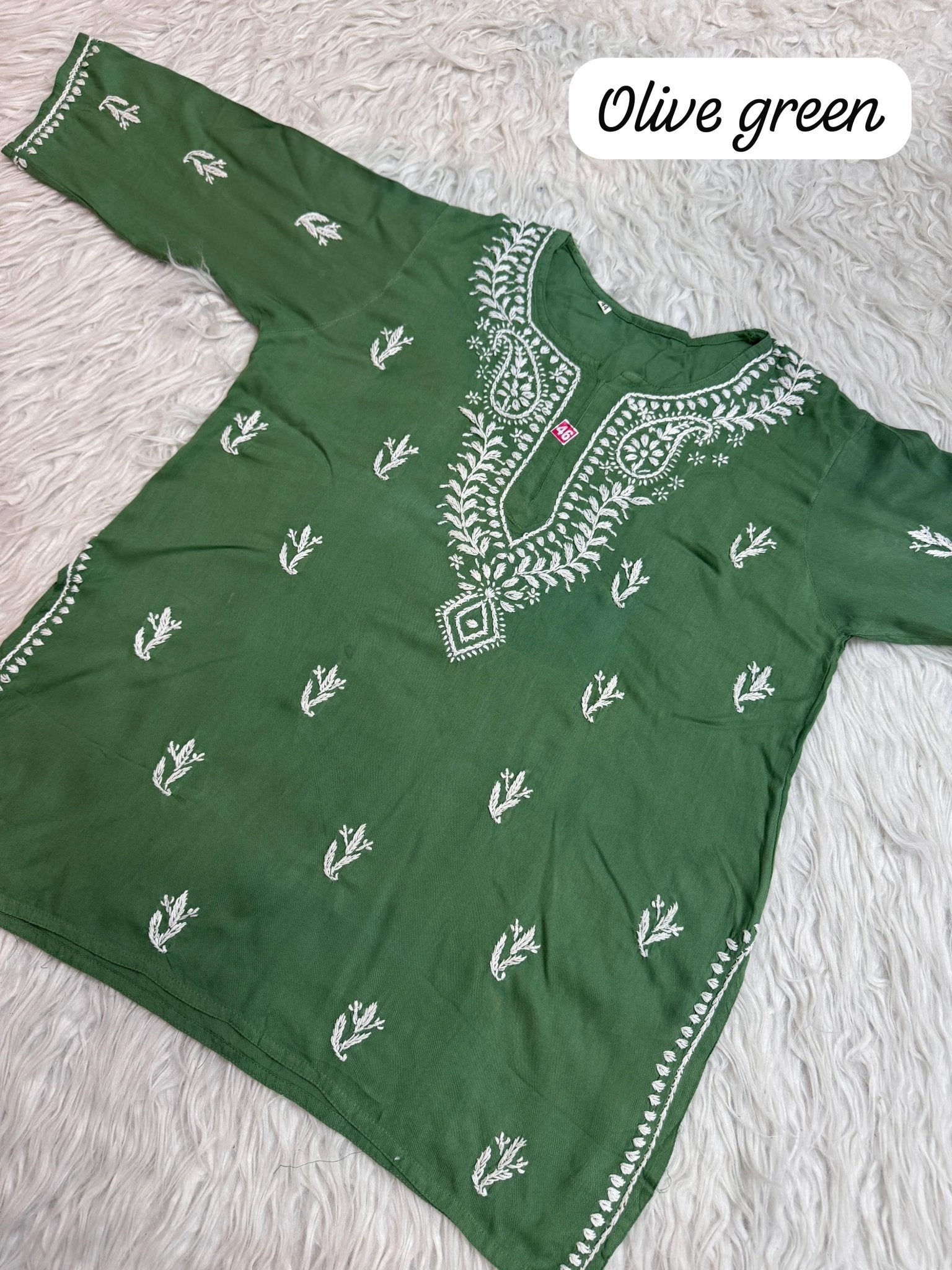 Rich Handworked Gala Buti Soft Short Top - Chikankari official