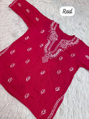 Rich Handworked Gala Buti Soft Short Top - Chikankari official