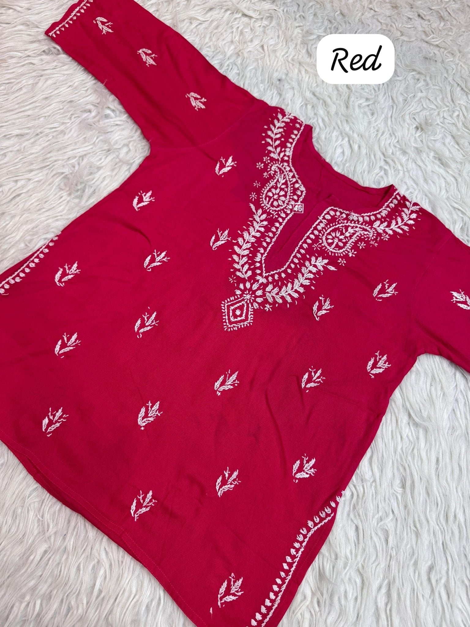 Rich Handworked Gala Buti Soft Short Top - Chikankari official