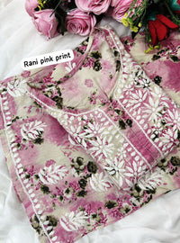 Rich Work Pure Mul cotton Kurti And handwork plazzo - Chikankari official