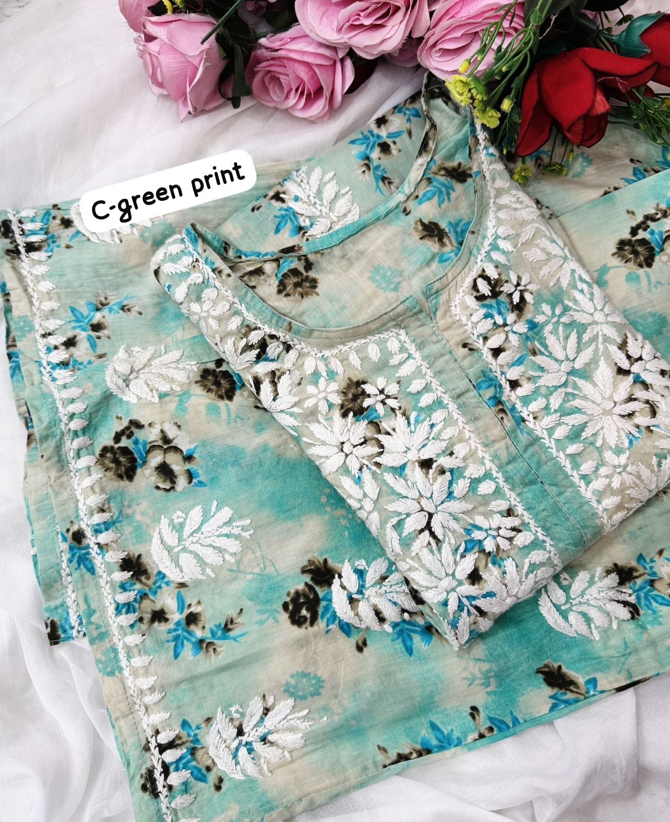 Rich Work Pure Mul cotton Kurti And handwork plazzo - Chikankari official