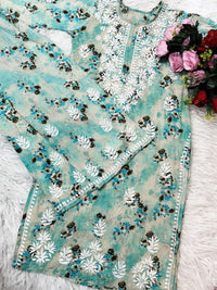 Rich Work Pure Mul cotton Kurti And handwork plazzo - Chikankari official