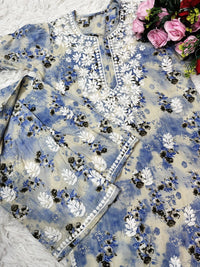 Rich Work Pure Mul cotton Kurti And handwork plazzo - Chikankari official