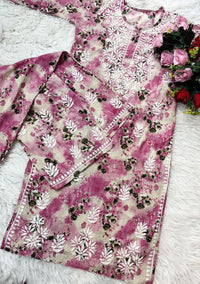 Rich Work Pure Mul cotton Kurti And handwork plazzo - Chikankari official