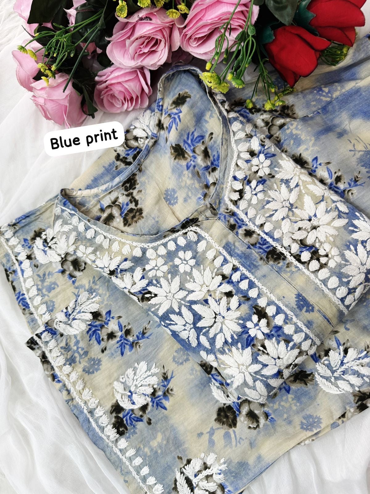 Rich Work Pure Mul cotton Kurti And handwork plazzo - Chikankari official