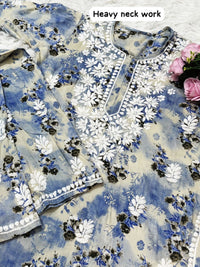 Rich Work Pure Mul cotton Kurti And handwork plazzo - Chikankari official