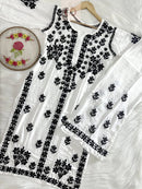 ( Rishita Special )Black n White Rayon Plazzo Combo - Chikankari official