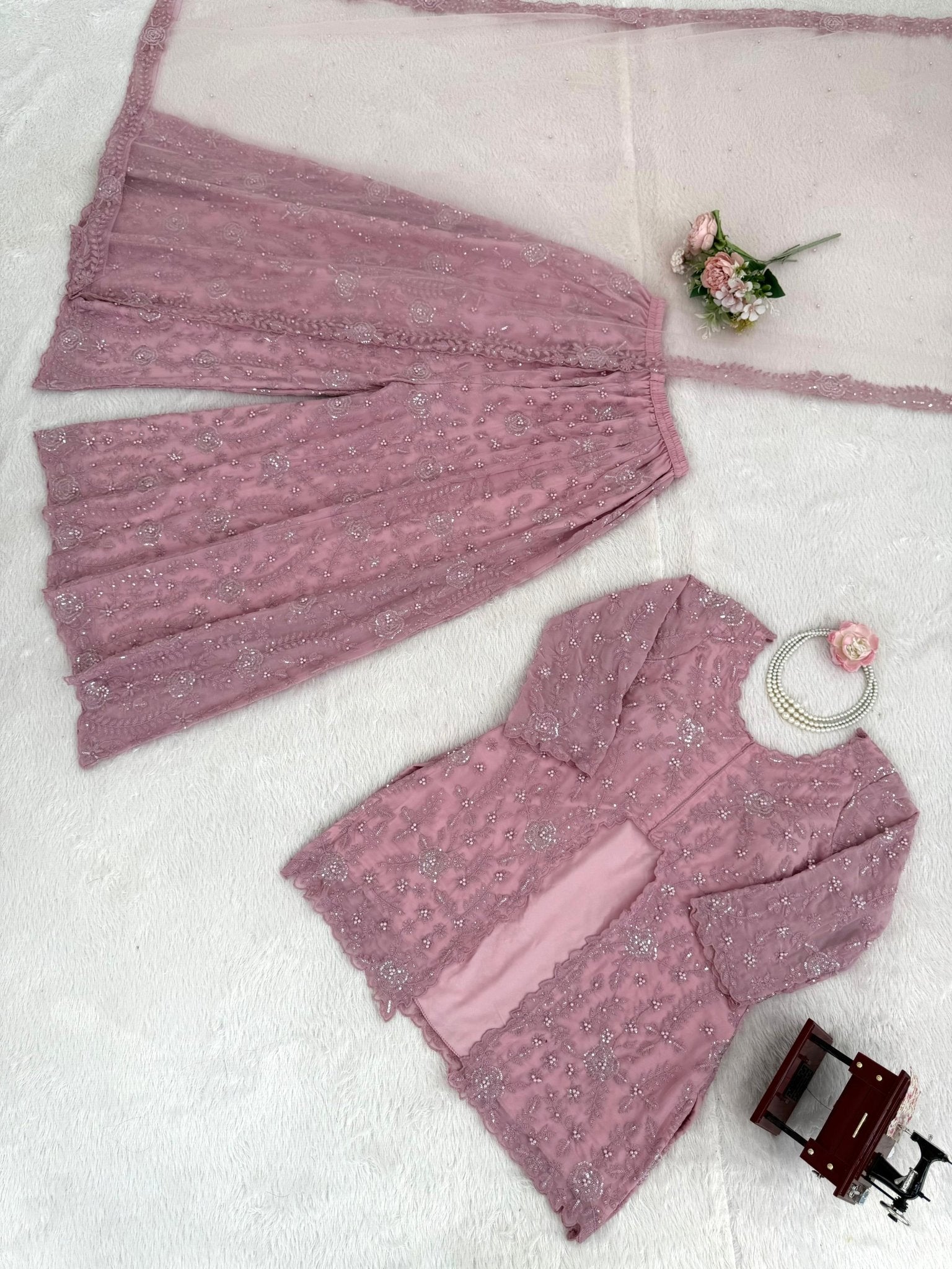 Riwayat 3pc Designer Foux Butterfly Set - Chikankari official