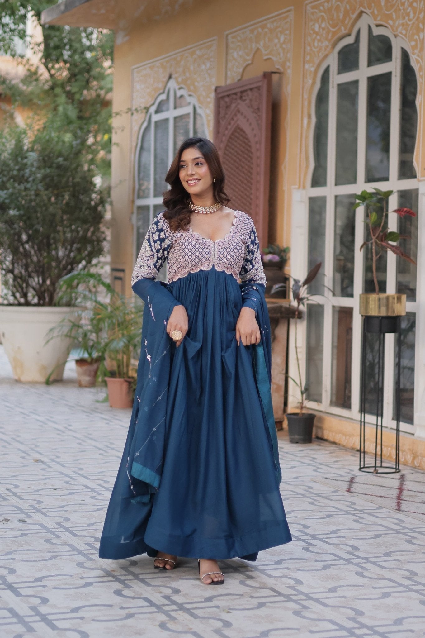 Riwayat Designer Ready Made Gown With Dupatta - Chikankari official
