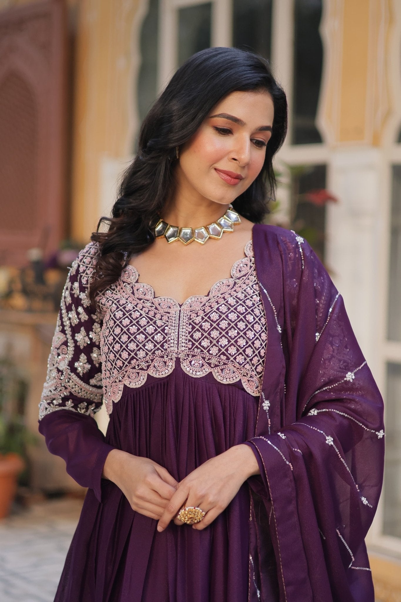 Riwayat Designer Ready Made Gown With Dupatta - Chikankari official