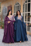 Riwayat Designer Ready Made Gown With Dupatta - Chikankari official