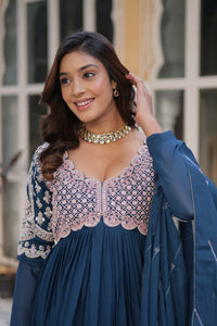 Riwayat Designer Ready Made Gown With Dupatta - Chikankari official