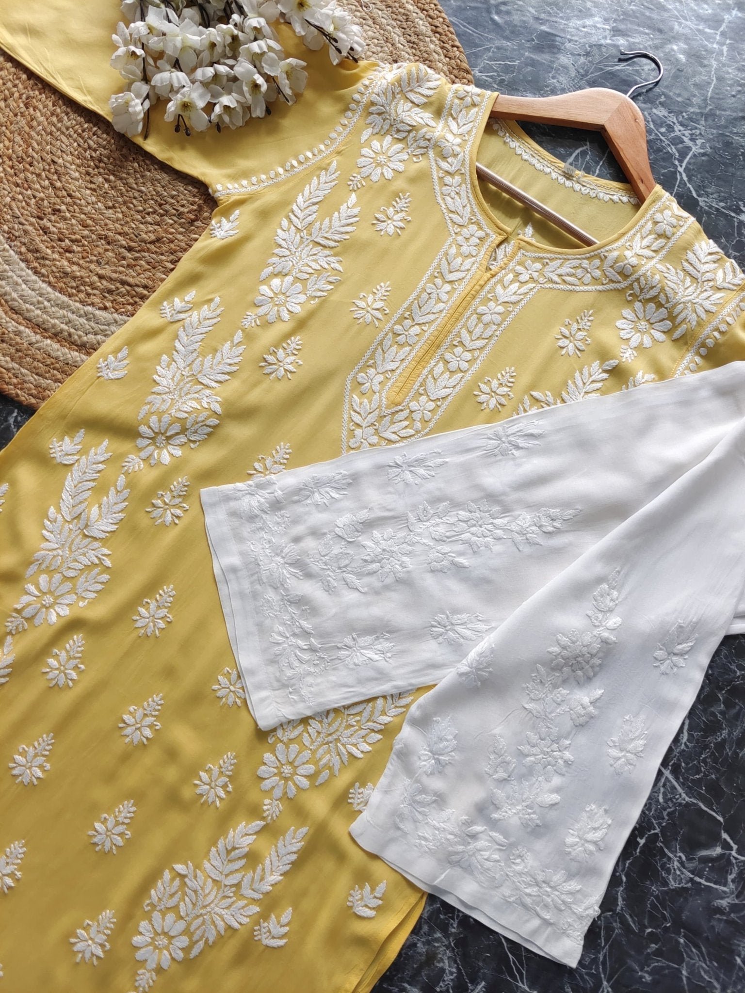 Riwayat Straight Fit Modal Kurti - Chikankari official