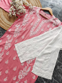 Riwayat Straight Fit Modal Kurti - Chikankari official