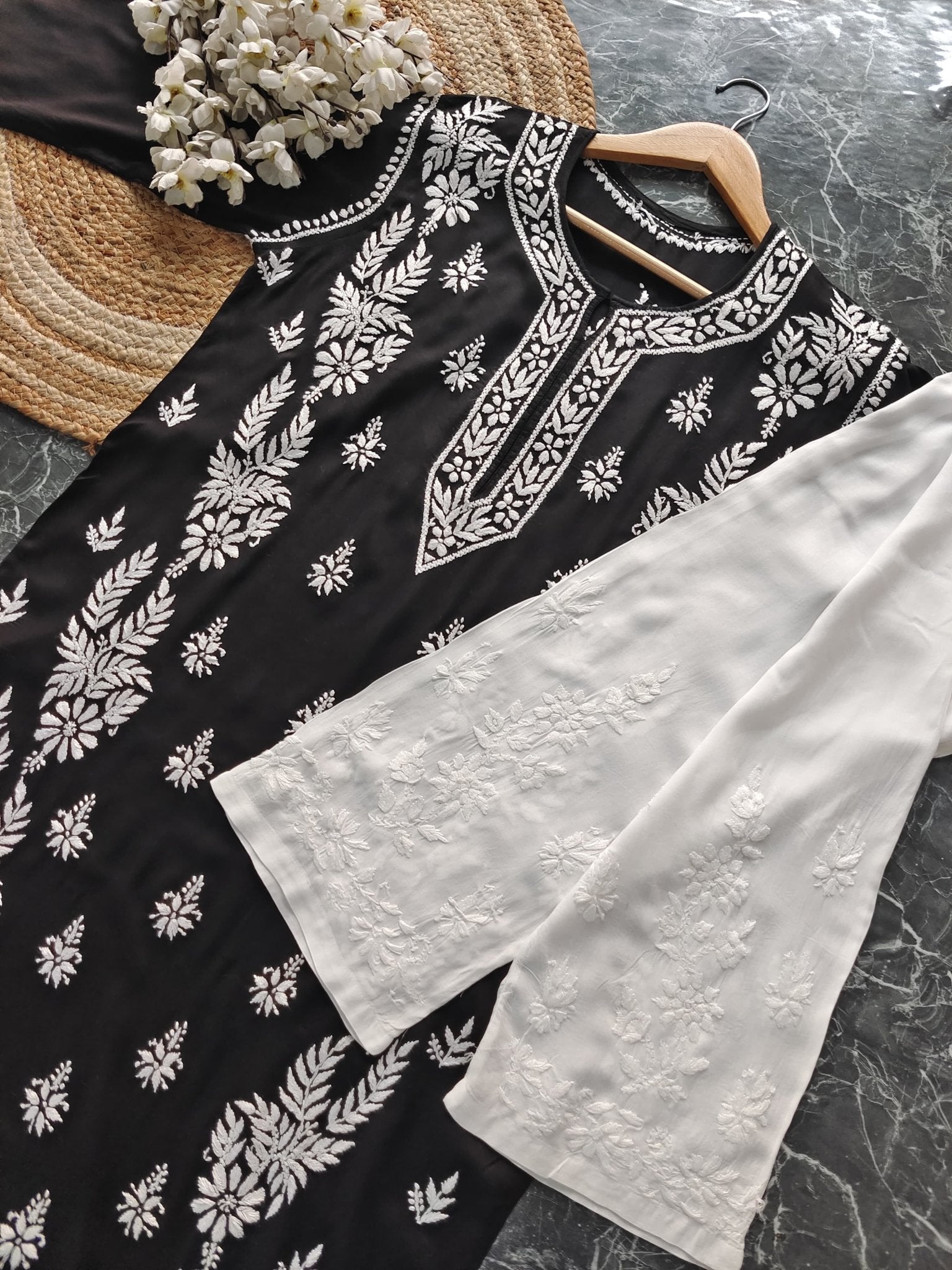 Riwayat Straight Fit Modal Kurti - Chikankari official