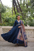 Roman Fabrics With Frill Stitching and mirror lace work - Chikankari official