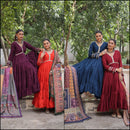 Roman Fabrics With Frill Stitching and mirror lace work - Chikankari official