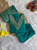 Roman Silk Blue 3pc Ethnic Set - Chikankari official