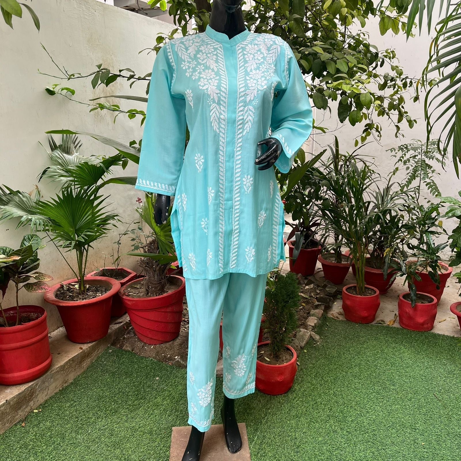 Roman Silk Co ord Sets - Chikankari official