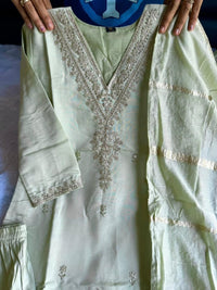 Roman Silk festive wear pastel Shade set - Chikankari official
