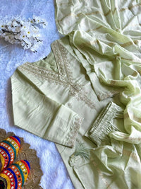 Roman Silk festive wear pastel Shade set - Chikankari official