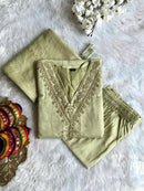 Roman Silk festive wear pastel Shade set - Chikankari official