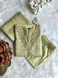 Roman Silk festive wear pastel Shade set - Chikankari official