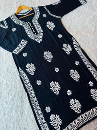 Rose Boota Modal Cotton Kurta With Plazo - Chikankari official