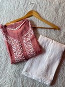 Rose Boota Modal Qureshiya button Kurta - Chikankari official