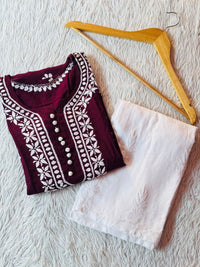 Rose Boota Modal Qureshiya button Kurta - Chikankari official