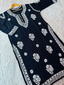 Rose Boota Modal Qureshiya button Kurta - Chikankari official