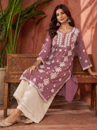 Rose Design chikankari Viscose Kurta - Chikankari official