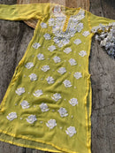 Rose keel Beautiful Georgette Kurtis - Chikankari official