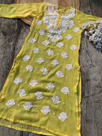 Rose keel Beautiful Georgette Kurtis - Chikankari official