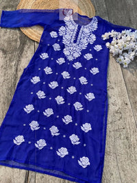 Rose keel Beautiful Georgette Kurtis - Chikankari official