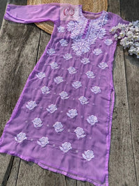 Rose keel Beautiful Georgette Kurtis - Chikankari official