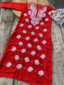 Rose keel Beautiful Georgette Kurtis - Chikankari official