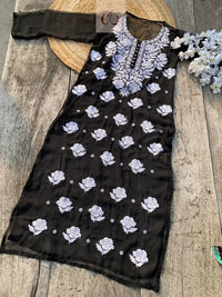 Rose keel Beautiful Georgette Kurtis - Chikankari official