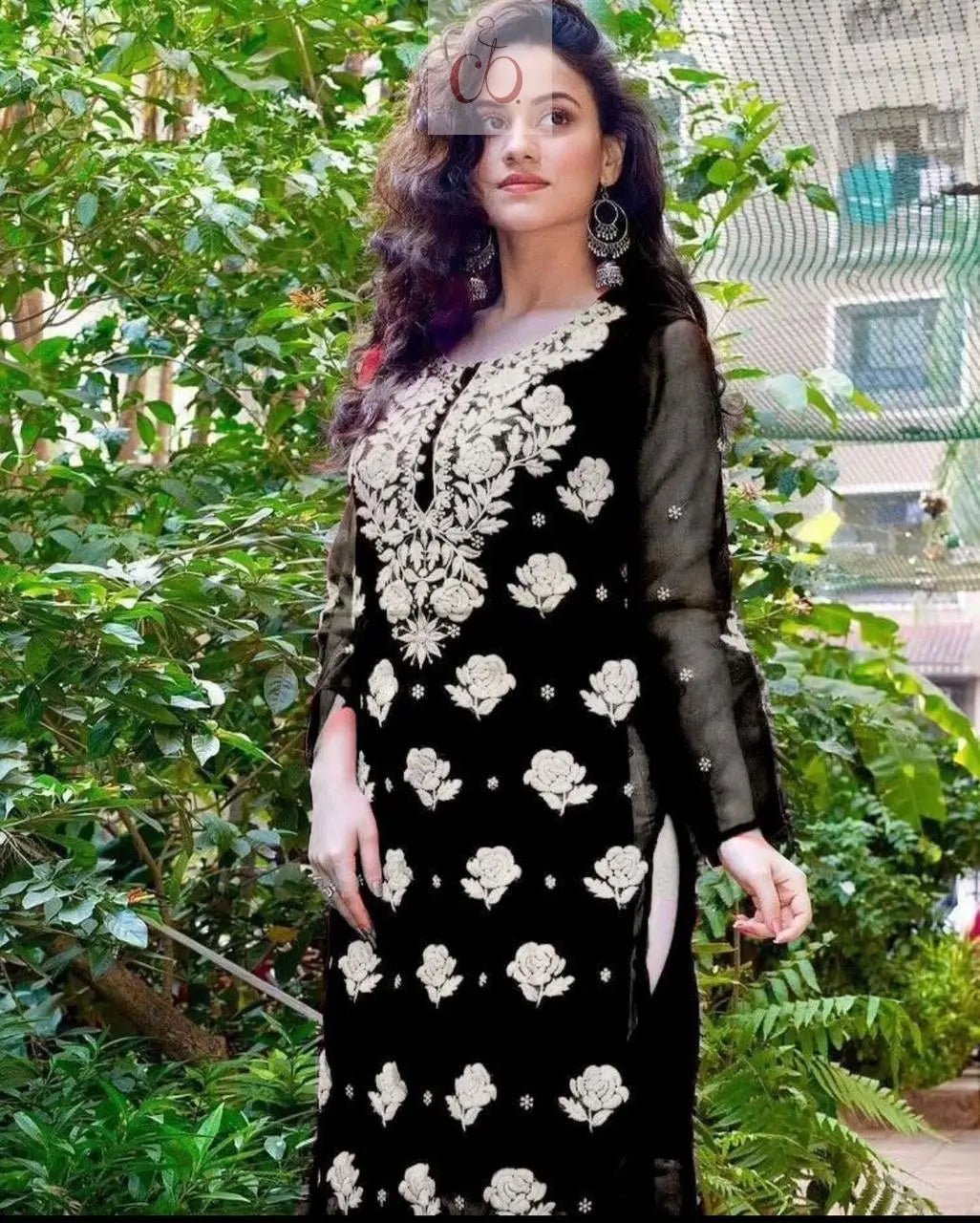 Rose keel Beautiful Georgette Kurtis - Chikankari official