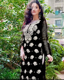 Rose keel Beautiful Georgette Kurtis - Chikankari official