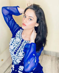 Rose keel Beautiful Georgette Kurtis - Chikankari official