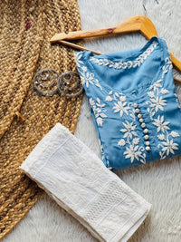 Rose Modal Heavy embroidery kurta - Chikankari official