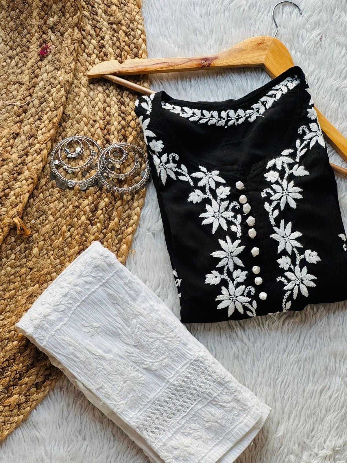 Rose Modal Heavy embroidery kurta - Chikankari official