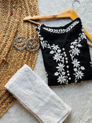 Rose Modal Heavy embroidery kurta - Chikankari official