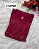 Rose Muqaish designer Kurta - Chikankari official
