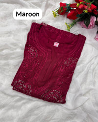 Rose Muqaish designer Kurta - Chikankari official