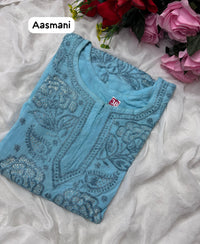 Rose Muqaish designer Kurta - Chikankari official