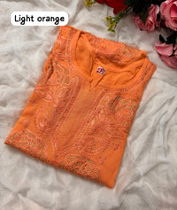 Rose Muqaish designer Kurta - Chikankari official